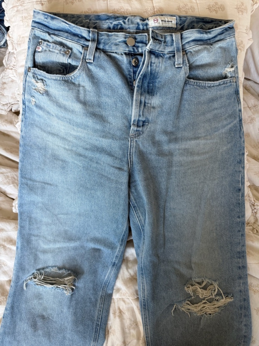 Ag-ed denim Light Wash Distressed Jeans